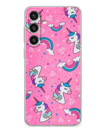 Чехол для Samsung Galaxy S25 Plus с картинкой «Unicorn паттерн розовый»