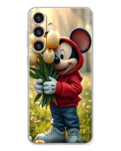 Чехол для Samsung Galaxy S25 Plus с картинкой «Микки с тюльпанами»