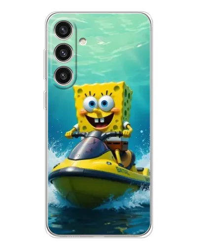 Чехол для Samsung Galaxy S25 Plus с картинкой «Спанч Боб на гидроцикле»