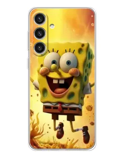Чехол для Samsung Galaxy S25 Plus с картинкой «Губка Боб прыгает»
