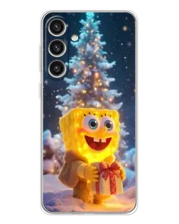 Чехол для Samsung Galaxy S25 Plus с картинкой «Рождественский Спанч Боб»
