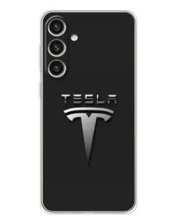 Чехол для Samsung Galaxy S25 Plus с картинкой «Стальной логотип Tesla» Чехол для Samsung Galaxy S25 Plus с картинкой «Стальной логотип Tesla»