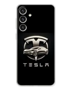 Чехол для Samsung Galaxy S25 Plus с картинкой «Tesla — серебристое авто» Чехол для Samsung Galaxy S25 Plus с картинкой «Tesla — серебристое авто»