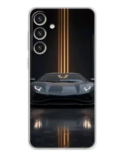 Чехол для Samsung Galaxy S25 Plus с картинкой «Lamborghini золотые линии»