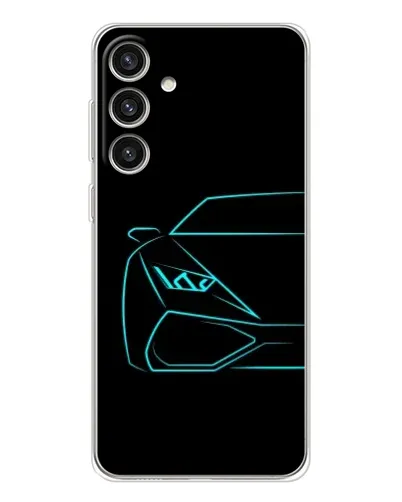 Чехол для Samsung Galaxy S25 Plus с картинкой «Голубой силуэт Lamborghini»