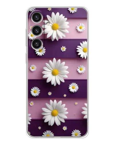 Чехол для Samsung Galaxy S25 Plus с картинкой «Ромашки на фиолетовом»