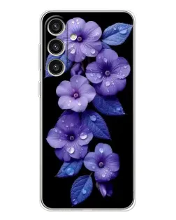 Чехол для Samsung Galaxy S25 Plus с картинкой «Фиолетовые цветы с росою»