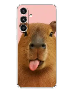 Чехол для Samsung Galaxy S25 Plus с картинкой «Капибара с языком»