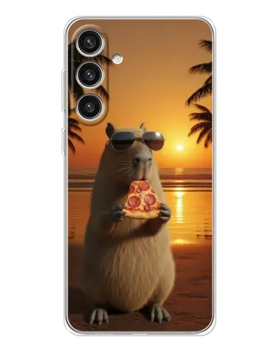 Чехол для Samsung Galaxy S25 Plus с картинкой «Капибара с пиццей»
