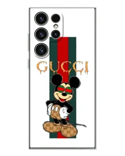 Чехол для Samsung Galaxy S25 Ultra с картинкой «Микки Маус Gucci — полосы»