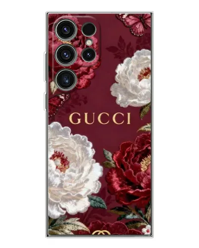 Чехол для Samsung Galaxy S25 Ultra с картинкой «Gucci — бордовые розы» Чехол для Samsung Galaxy S25 Ultra с картинкой «Gucci — бордовые розы»