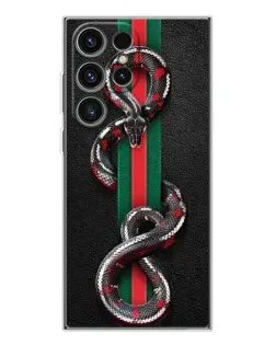 Чехол для Samsung Galaxy S25 Ultra с картинкой «Gucci — змея на полосе» Чехол для Samsung Galaxy S25 Ultra с картинкой «Gucci — змея на полосе»