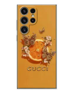 Чехол для Samsung Galaxy S25 Ultra с картинкой «Gucci — золотые бабочки» Чехол для Samsung Galaxy S25 Ultra с картинкой «Gucci — золотые бабочки»