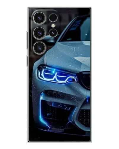 Чехол для Samsung Galaxy S25 Ultra с картинкой «Взгляд BMW с синими фарами»