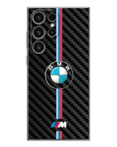 Чехол для Samsung Galaxy S25 Ultra с картинкой «Эмблема BMW и карбон»