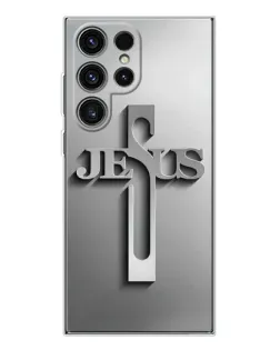 Чехол для Samsung Galaxy S25 Ultra с картинкой «Металлический крест Jesus»