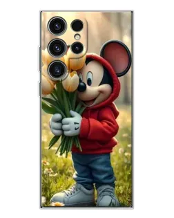 Чехол для Samsung Galaxy S25 Ultra с картинкой «Микки с тюльпанами»