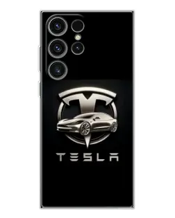 Чехол для Samsung Galaxy S25 Ultra с картинкой «Tesla — серебристое авто» Чехол для Samsung Galaxy S25 Ultra с картинкой «Tesla — серебристое авто»