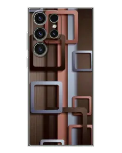 Чехол для Samsung Galaxy S25 Ultra с картинкой «Коричневые объемные квадраты»