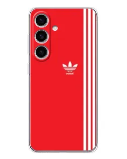 Чехол для Samsung Galaxy S25 с картинкой «Красный минимализм Adidas»
