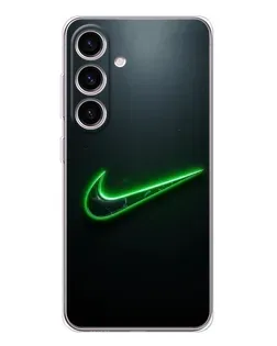 Чехол для Samsung Galaxy S25 с картинкой «Неоновый контур Nike»