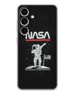 Чехол для Samsung Galaxy S25 с картинкой «NASA — шагаем по Луне»