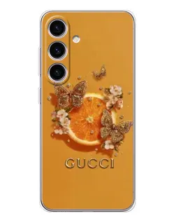 Чохол для Samsung Galaxy S25 з картинкою «Gucci — золоті метелики» Чохол для Samsung Galaxy S25 з картинкою «Gucci — золоті метелики»