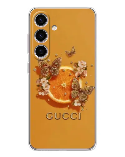 Чехол для Samsung Galaxy S25 с картинкой «Gucci — золотые бабочки» Чехол для Samsung Galaxy S25 с картинкой «Gucci — золотые бабочки»