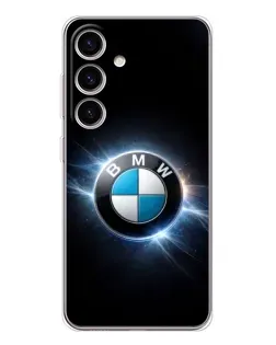 Чехол для Samsung Galaxy S25 с картинкой «BMW — неоновое сияние»