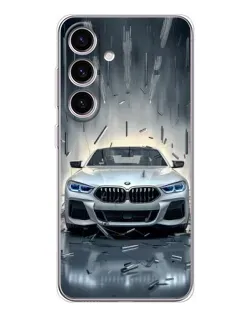 Чехол для Samsung Galaxy S25 с картинкой «BMW в свете фар»