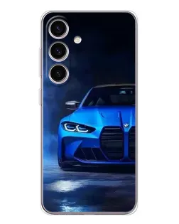 Чехол для Samsung Galaxy S25 с картинкой «Голубая BMW M4»