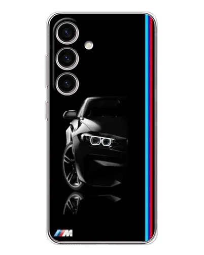 Чехол для Samsung Galaxy S25 с картинкой «Силуэт BMW в темноте»