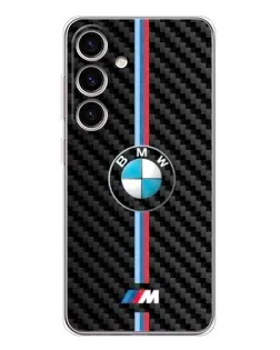 Чехол для Samsung Galaxy S25 с картинкой «Эмблема BMW и карбон»