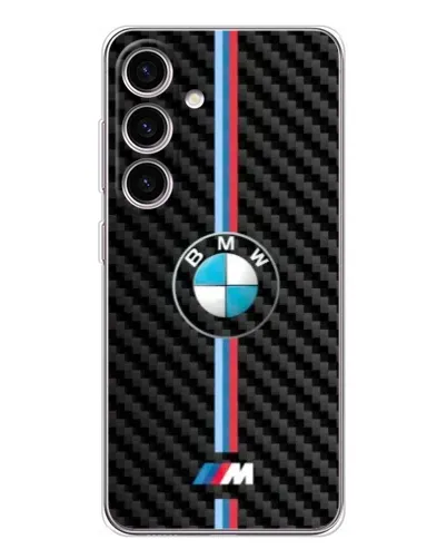 Чехол для Samsung Galaxy S25 с картинкой «Эмблема BMW и карбон»