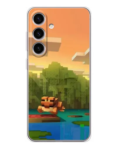 Чехол для Samsung Galaxy S25 с картинкой «Майнкрафт закат солнца»