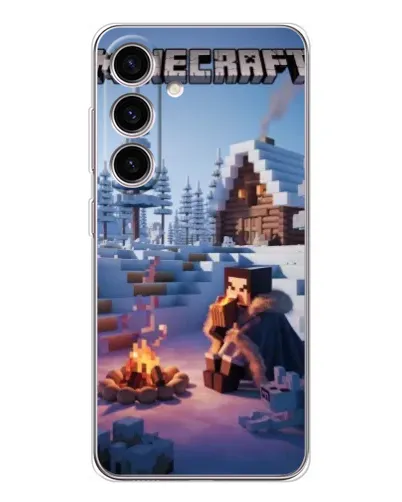 Чехол для Samsung Galaxy S25 с картинкой «Зимний Minecraft»