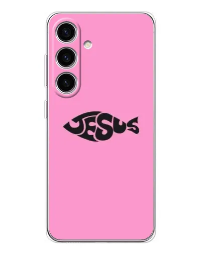 Чехол для Samsung Galaxy S25 с картинкой «Розовый символ Jesus» Чехол для Samsung Galaxy S25 с картинкой «Розовый символ Jesus»