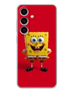 Чехол для Samsung Galaxy S25 с картинкой «Спанч Боб на красном»