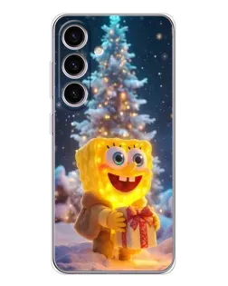 Чехол для Samsung Galaxy S25 с картинкой «Рождественский Спанч Боб»