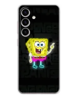 Чехол для Samsung Galaxy S25 с картинкой «Неоновый Губка Боб»