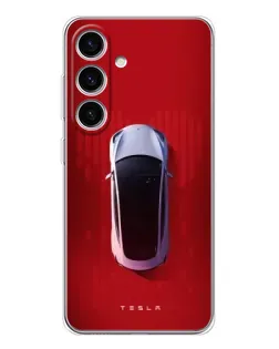 Чехол для Samsung Galaxy S25 с картинкой «Tesla Top View»