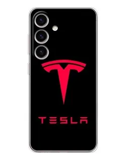 Чехол для Samsung Galaxy S25 с картинкой «Tesla Red Logo»