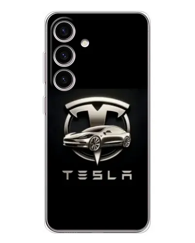 Чехол для Samsung Galaxy S25 с картинкой «Tesla — серебристое авто» Чехол для Samsung Galaxy S25 с картинкой «Tesla — серебристое авто»