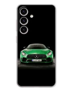 Чехол для Samsung Galaxy S25 с картинкой «Mercedes — неоновый лого»