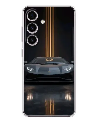 Чехол для Samsung Galaxy S25 с картинкой «Lamborghini золотые линии»