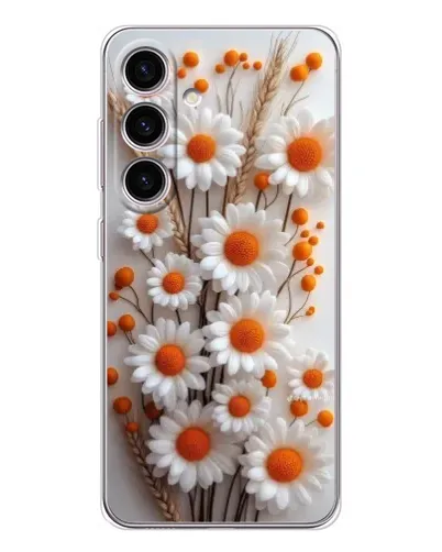 Чехол для Samsung Galaxy S25 с картинкой «Белые сухоцветы»