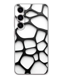 Чехол для Samsung Galaxy S25 с картинкой «Белая объемная сетка»