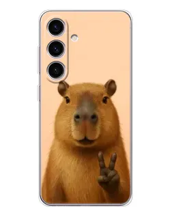 Чехол для Samsung Galaxy S25 с картинкой «Капибара виктория»