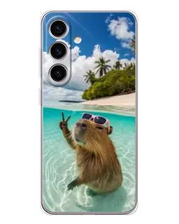Чехол для Samsung Galaxy S25 с картинкой «Капибара на море»