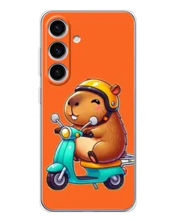 Чехол для Samsung Galaxy S25 с картинкой «Капибара на скутере»